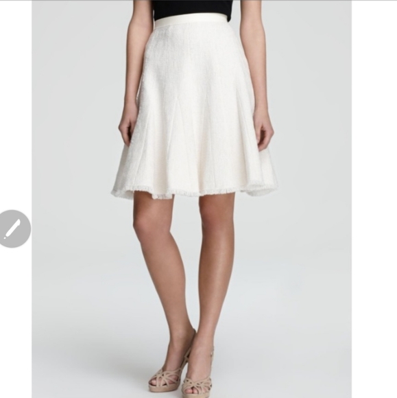 Rebecca Taylor tweed & leather Godet Skirt - Picture 3 of 6